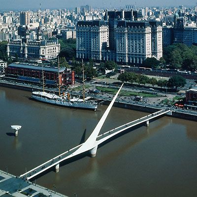 Puente de la Mujer desde arriba en Puerto Madero