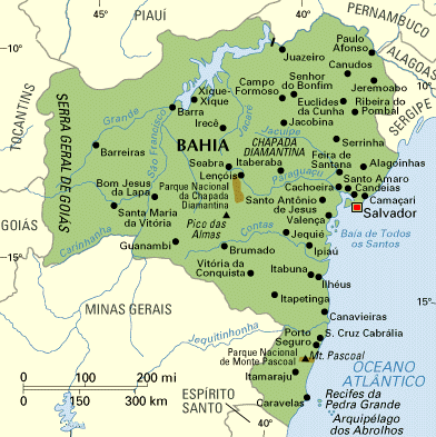 Mapa del Estado de Bahía (Brasil)