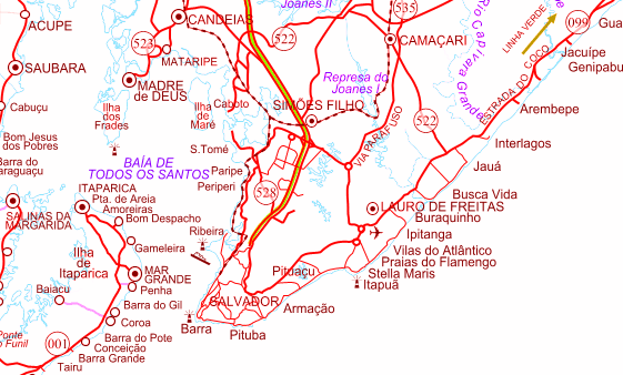 Mapa Rutas Salvador de Bahía