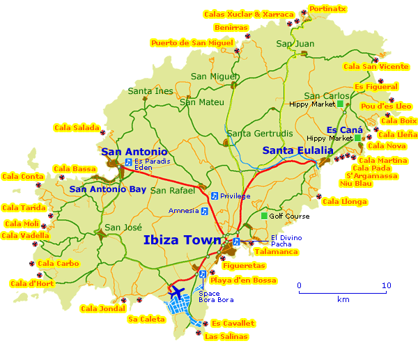 Mapa Playas de Ibiza