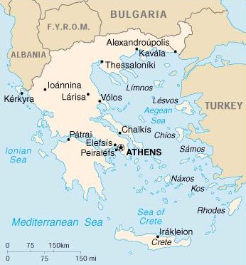 Mapa de Atenas en Grecia