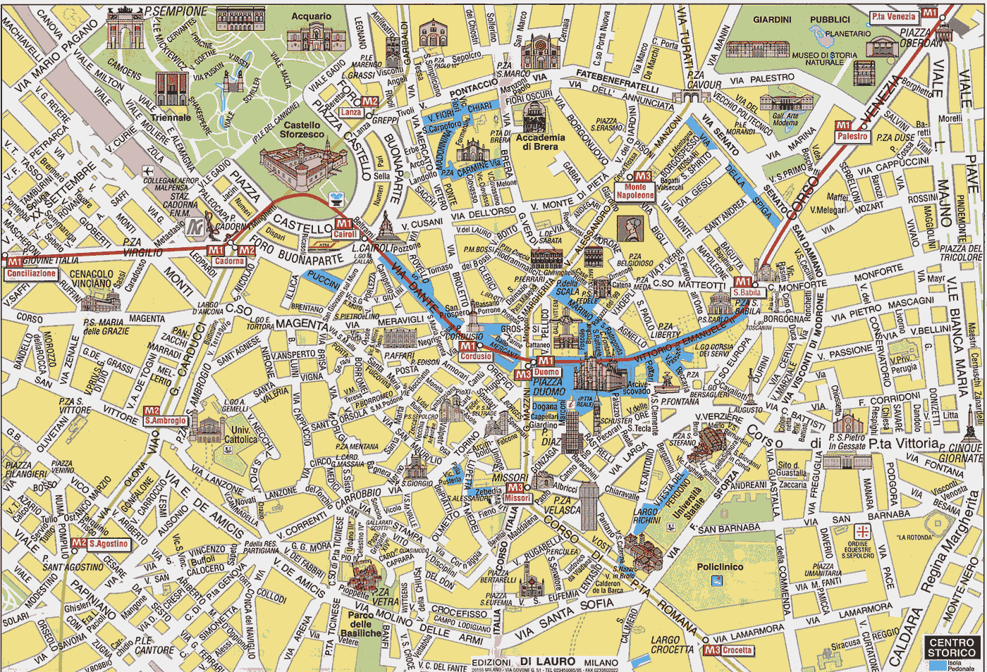 Mapa Céntrico de Milán Calles y Planos