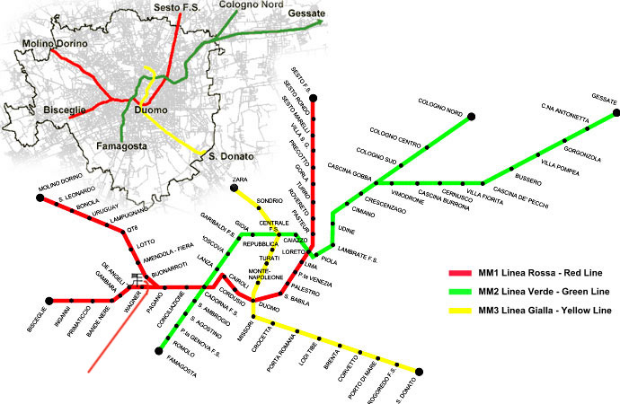 Mapa del Recorrido del Tranvía en Milán.