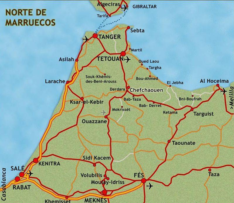 Mapa Zona Turística Norte de Marruecos