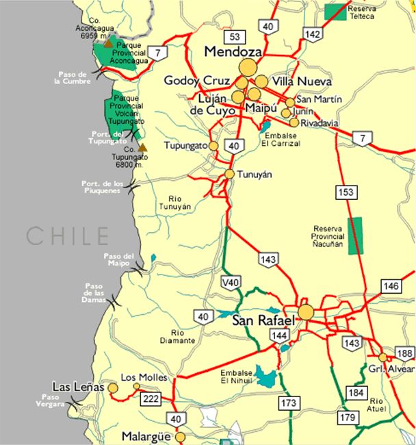 Mapa Rutas de Mendoza