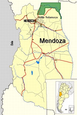 Mapa ubicacion Lagunas de Guanacache en Mendoza