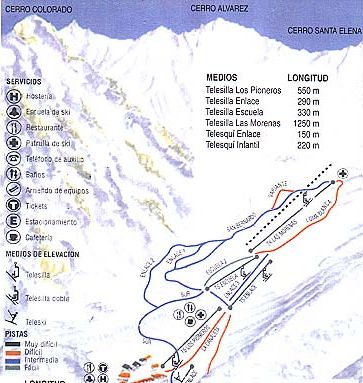 Mapa de las pistas del centro de esqui Vallecitos