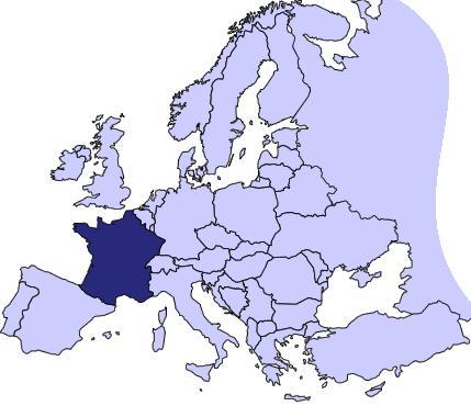 Mapa de Francia en Europa