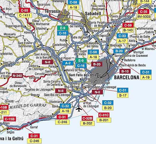 Mapa Rutas / Carretas en Sitges