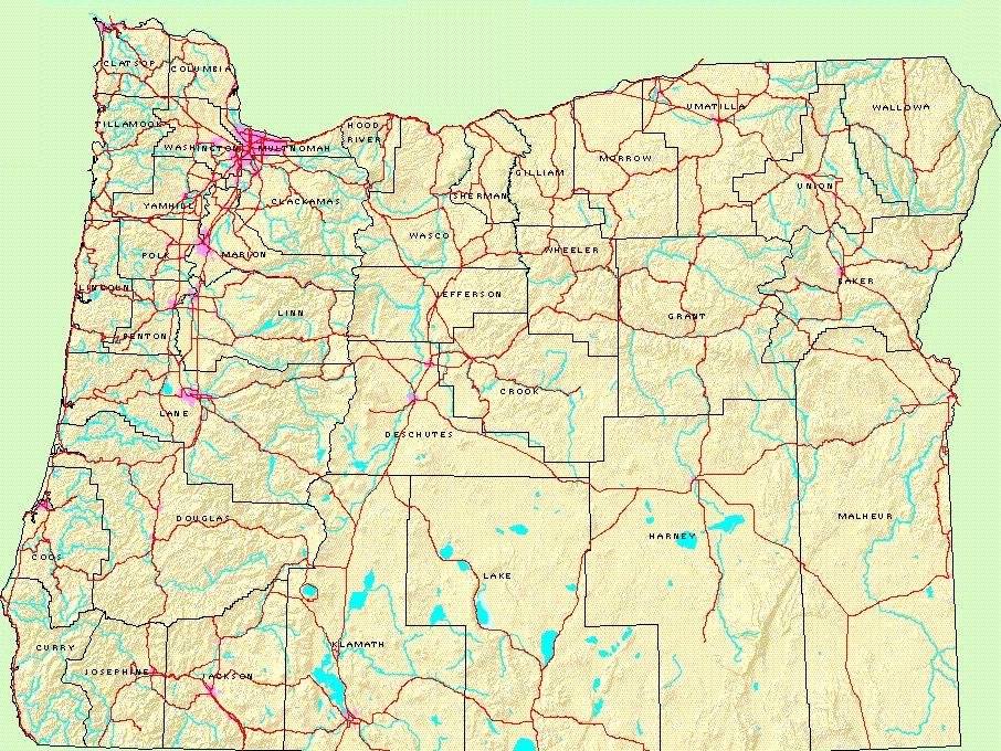 Mapa hidrográfico de Oregon