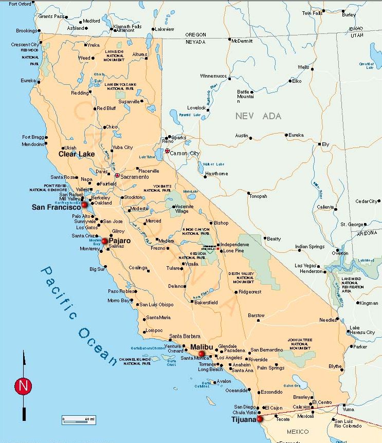 Mapa de California Estados Unidos