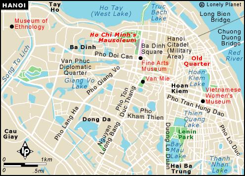 Mapa de Hanoi, capital Vietnam