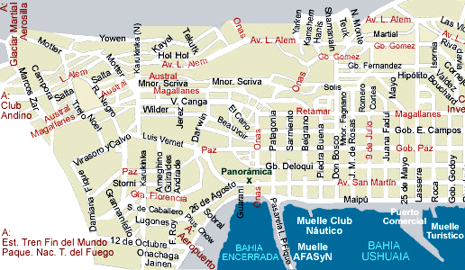 Mapa Centrico de Ushuaia