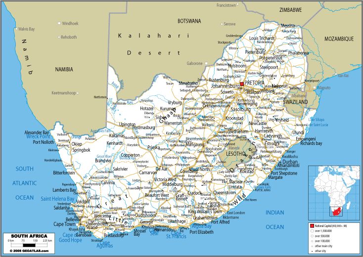 Sudafrica Mappa Turistica